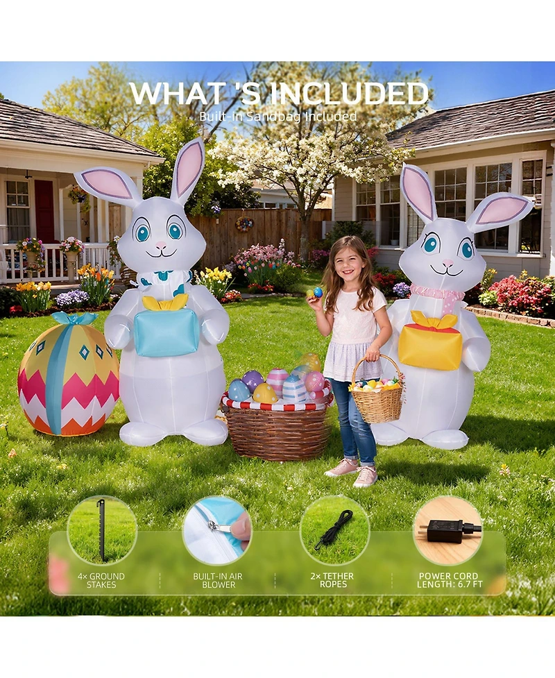 Hongge 5FT Inflatable Easter Bunny with Gift Boxes and Eggs for Yard