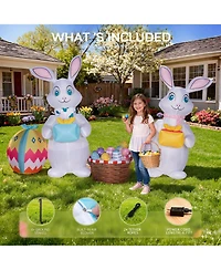 Hongge 5FT Inflatable Easter Bunny with Gift Boxes and Eggs for Yard