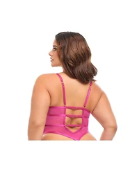 Oh La La Cheri Women's Curvy Julia Sheer Lace Teddy