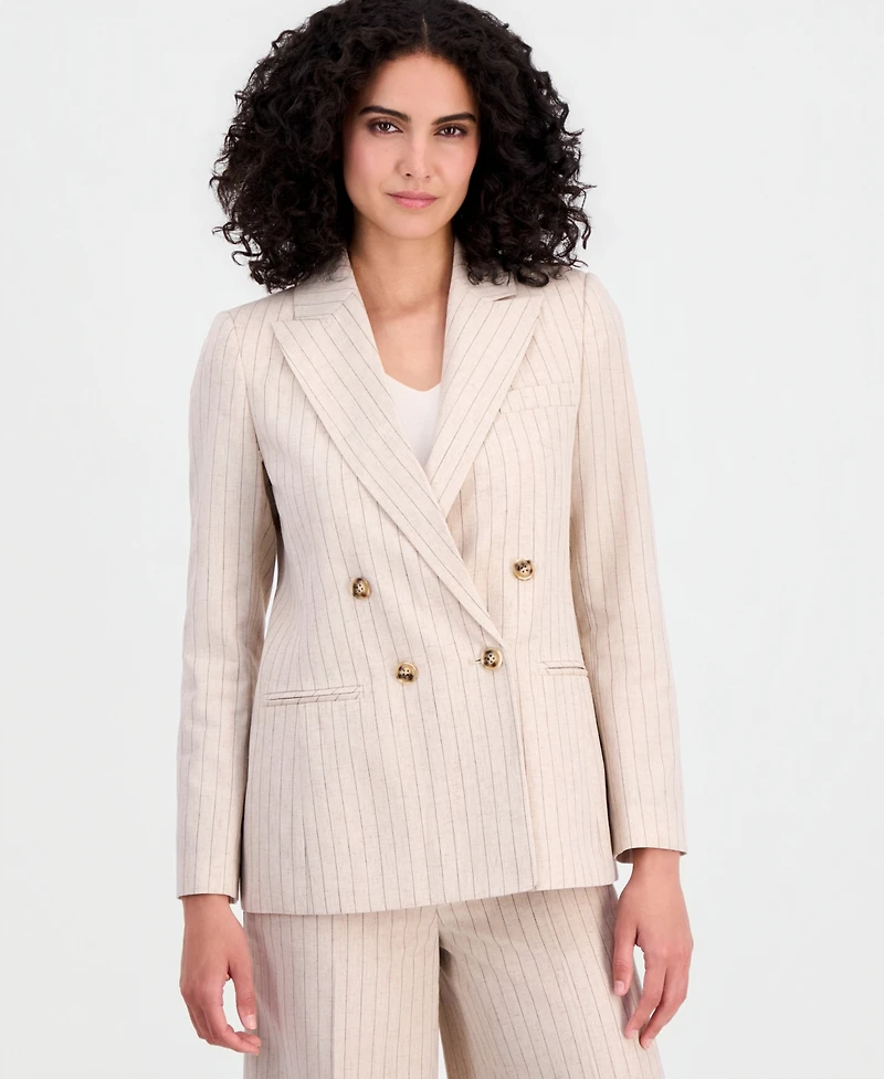 Tahari Asl Women's Pinstriped Double-Breasted Blazer