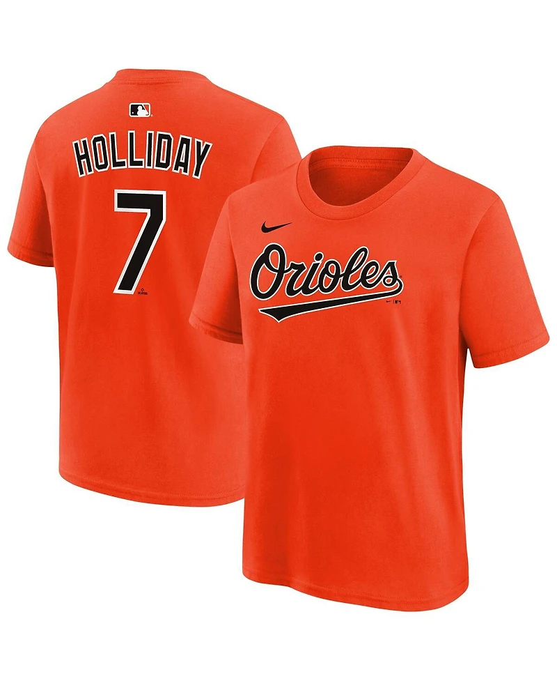 Nike Big Boys and Girls Jackson Holliday Orange Baltimore Orioles Name Number T-Shirt