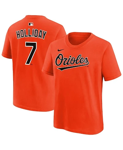 Nike Big Boys and Girls Jackson Holliday Orange Baltimore Orioles Name Number T-Shirt