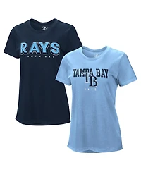 G-iii 4Her by Carl Banks Women's Navy/Light Blue Tampa Bay Rays Two T-Shirt Combo Pack