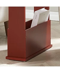 Kings Brand Furniture Zeke Narrow Side Table with Storage Shelf - Modern Sofa End Table, Small Nightstand with Magazine Rack