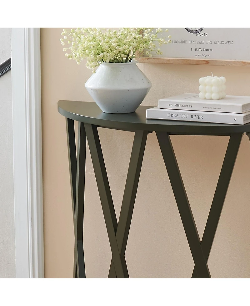 Kings Brand Furniture Vienna Console Table - Semicircular Side Coffee for Living Room, Bedroom