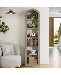 Tribesigns 6-Tier Narrow Bookshelf, 74.8" Tall Arched for Small Space, Home Office(2 Pcs)