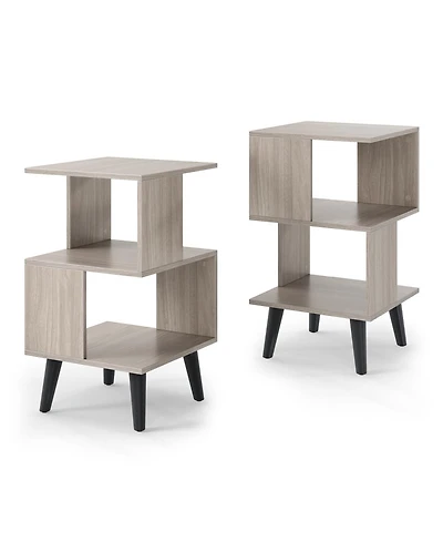 Slickblue 3-Tier Geometric Bookshelf Set of 2 with Open Shelves