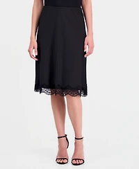 Tahari Asl Women's Satin Lace-Trim A-Line Skirt