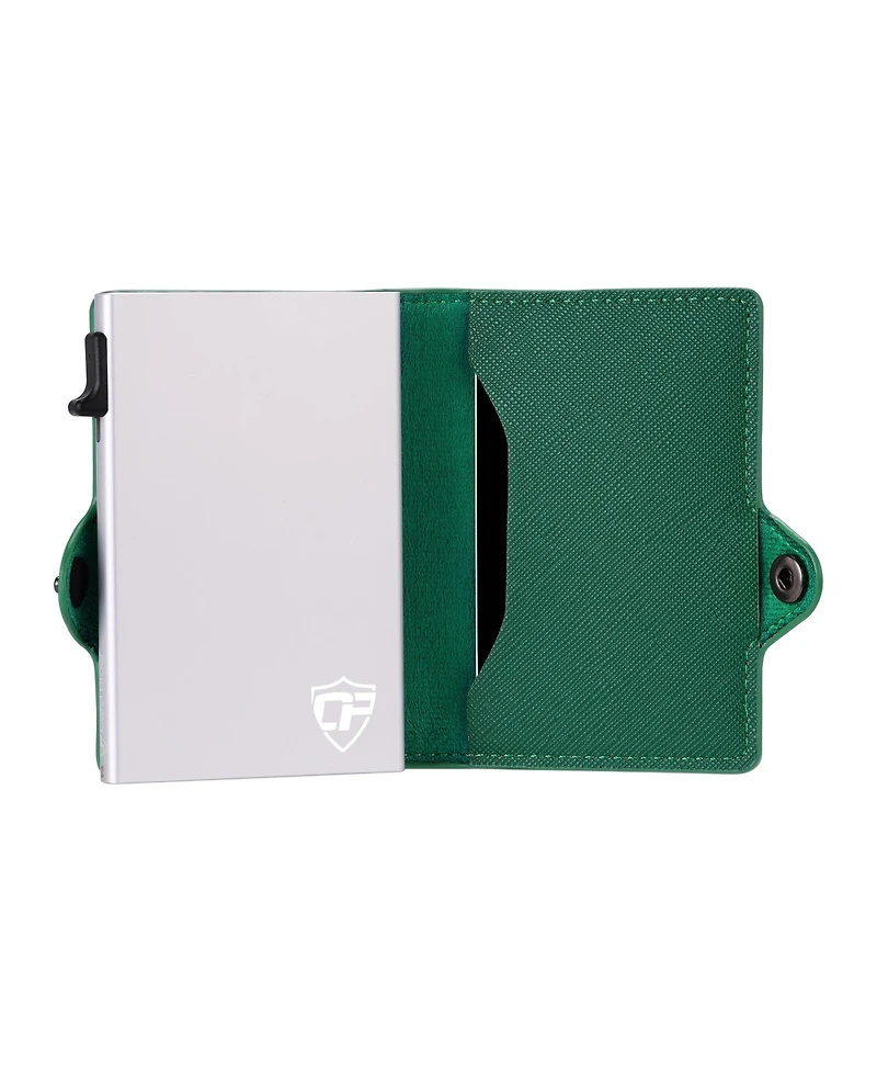 Rfid Pop Up Wallet for Women – Slim Minimalist Credit Card Holder (4-6 Capacity) Aluminum Metal Case with Blocking Security