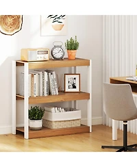 Sugift 3 Tier Bookshelf Wooden Bookcase with Dual Anti-Tipping Kits