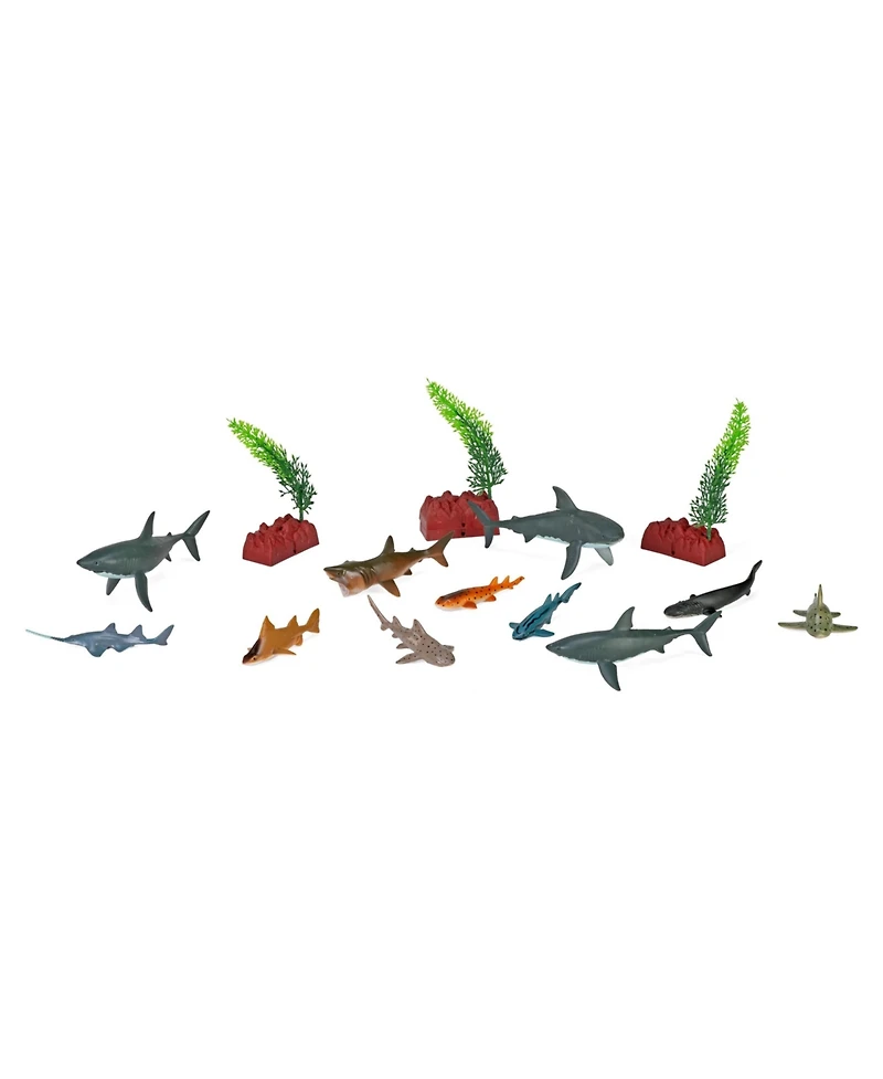 Wild Republic Bucket Shark Figurines, 18 Pieces