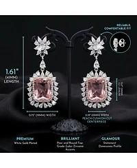 Rachel Glauber White Gold Plating with Pink Cubic Zirconia Halo Dangle Earrings
