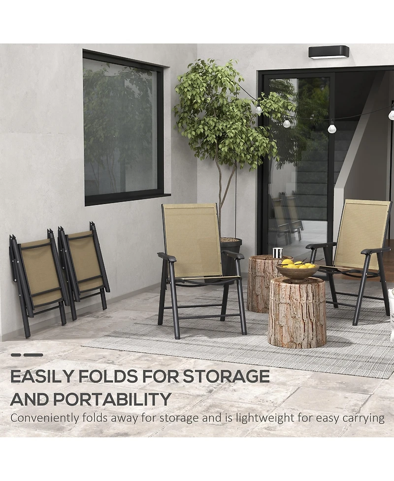 Outsunny Set of 4 Outdoor Folding Chairs for Patio, Camping, Beach,