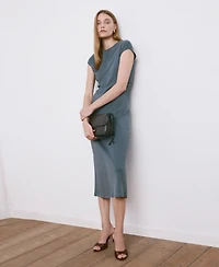 Mango Women's Draped Detail Midi-Dress