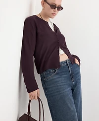 Mango Women's Fine-Knit Straight-Fit Cardigan