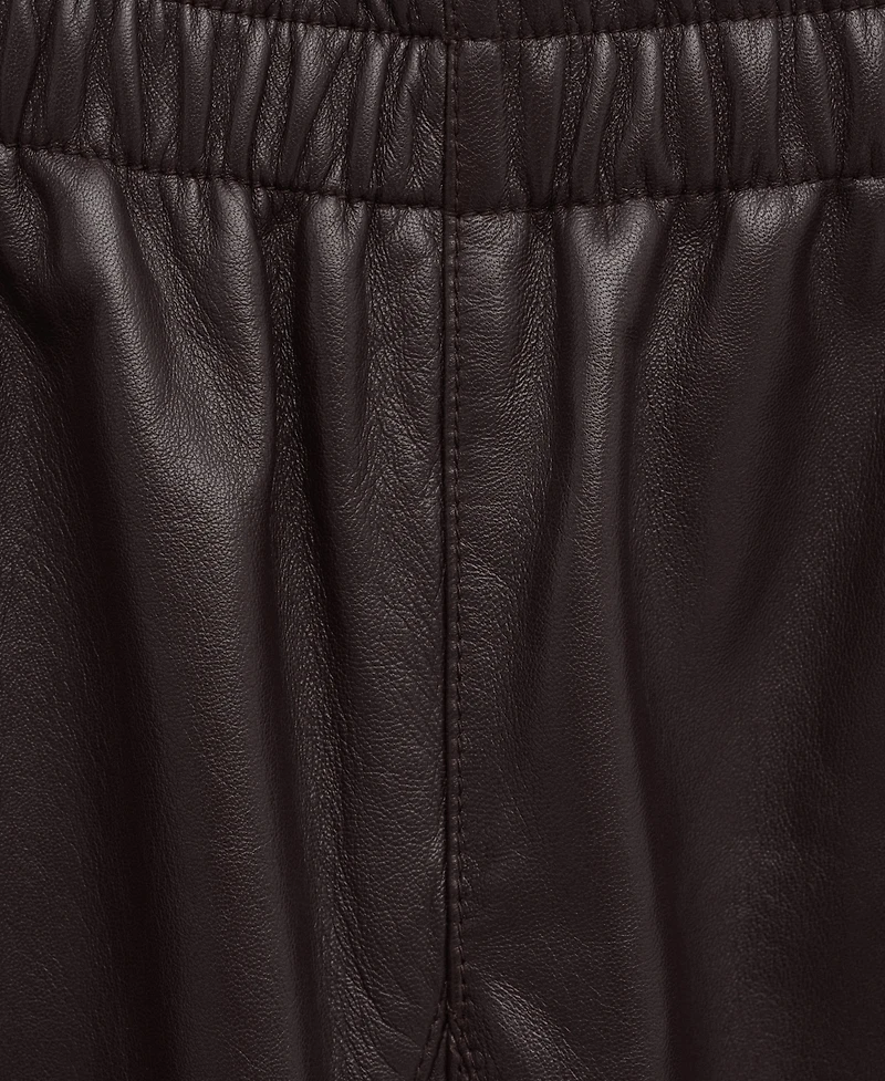 Mango Women's Leather Buttoned Hem Pants