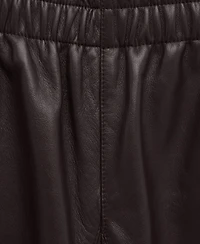 Mango Women's Leather Buttoned Hem Pants