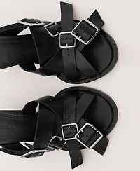 Mango Women's Buckles Leather Strap Sandals