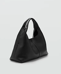 Mango Women's Stitching Detail Leather Shoulder Bag