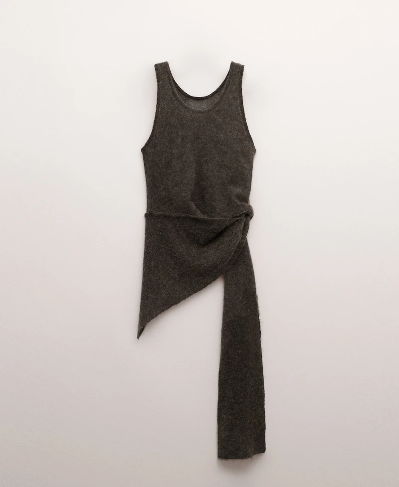 Mango Women's Asymmetrical Semi-Sheer Alpaca Top