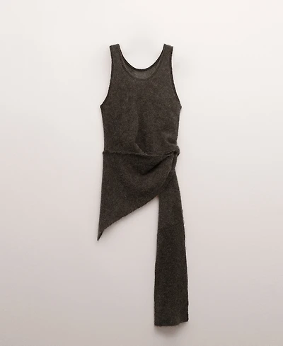 Mango Women's Asymmetrical Semi-Sheer Alpaca Top