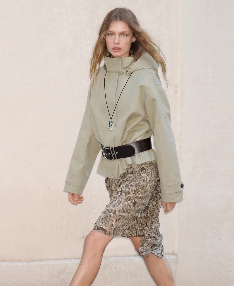 Mango Women's Animal-Print Midi-Skirt