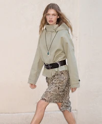 Mango Women's Animal-Print Midi-Skirt