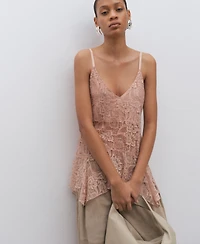 Mango Women's Ruffles Lace Top