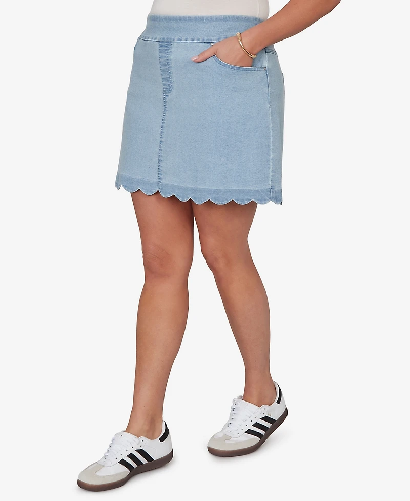 Ruby Rd. Plus Scalloped Hem Stretch Denim Skort