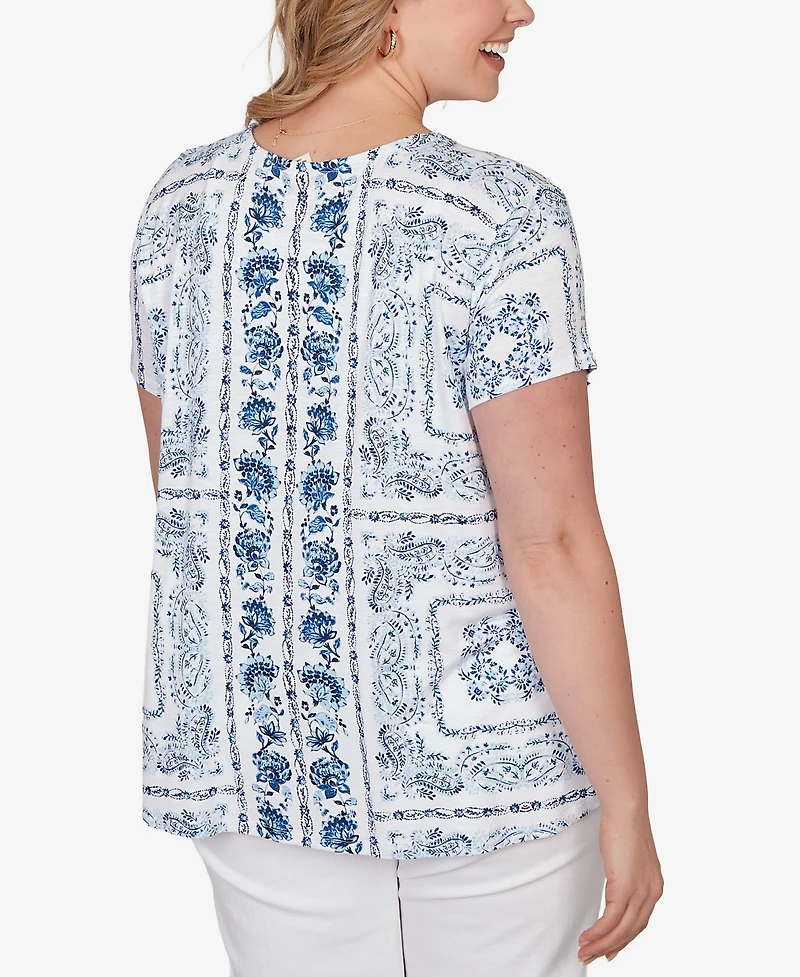 Ruby Rd. Plus Bandana Print Knit T-Shirt