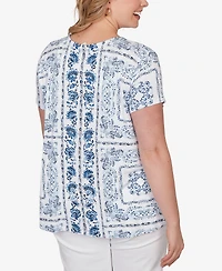 Ruby Rd. Plus Bandana Print Knit T-Shirt
