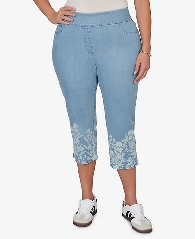 Ruby Rd. Plus Printed Hem Denim Capri Pants
