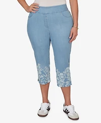 Ruby Rd. Plus Printed Hem Denim Capri Pants