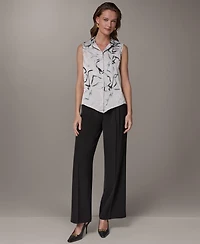 Donna Karan New York Petite Printed Collared Blouse