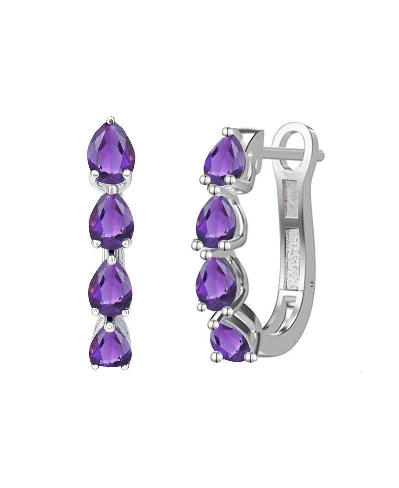 Macy's Lab Grown Emerald (1 ct. t.w.) Earrings Sterling Silver (Also Available Multi-Stones)