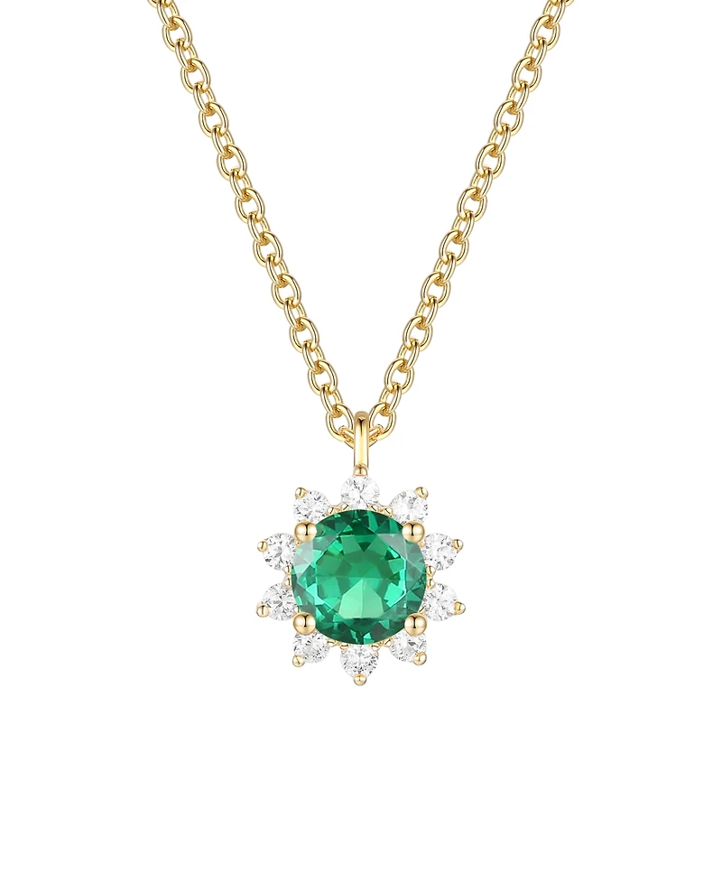 Macy's Citrine (3/4 ct. t.w.) & Lab Grown White Sapphire (1/4 Necklace 14k Gold Over Sterling Silver (Also Available Multi-Stones)
