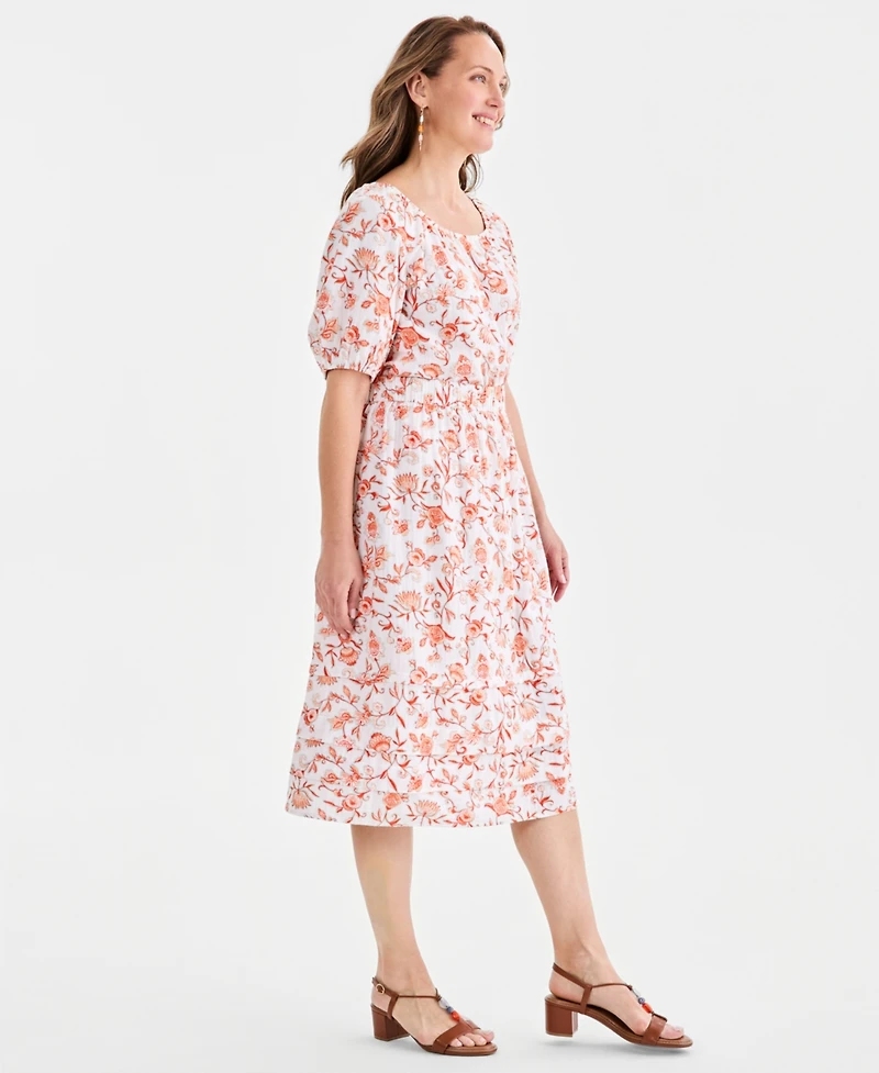 Style & Co Women's Printed Cotton Gauze Pull-On Midi Skirt, Macy's Exclusive
