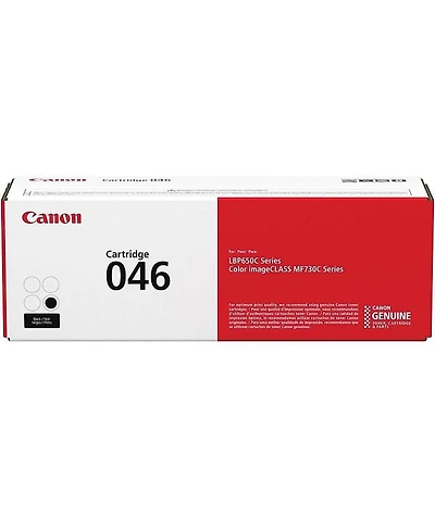 Canon Black 046 Standard Capacity Laser Toner Cartridge for Color imageCLASS LBP650C and MF730C Series Printer, 2200 Page Yield