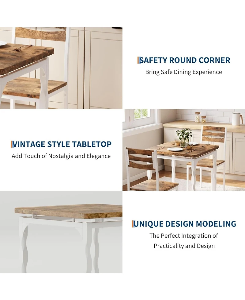 gaomon 3-Piece Farmhouse Dining Table Set, Table and Chairs for 2, Kitchen & Apartment Dining Furniture