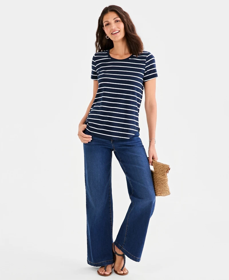 Style & Co Petite Short-Sleeve Stripe Crewneck T-Shirt, Macy's Exclusive
