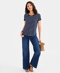 Style & Co Petite Short-Sleeve Stripe Crewneck T-Shirt, Macy's Exclusive