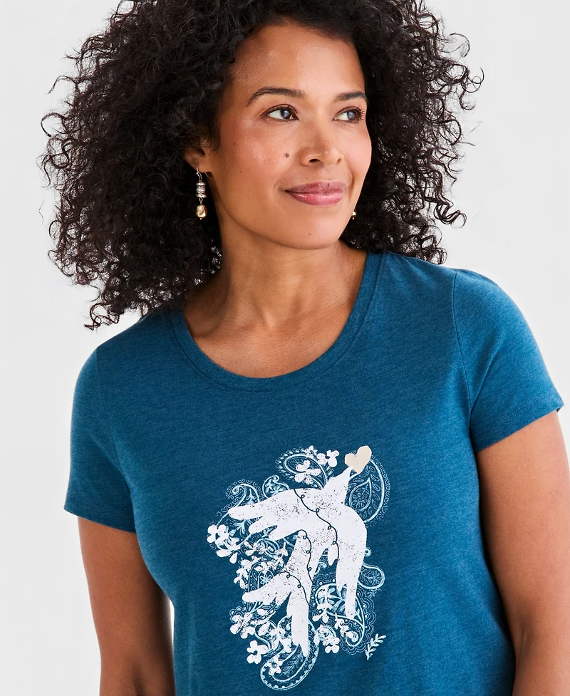 Style & Co Women's Printed Short-Sleeve Crewneck T-Shirt, Macy's Exclusive