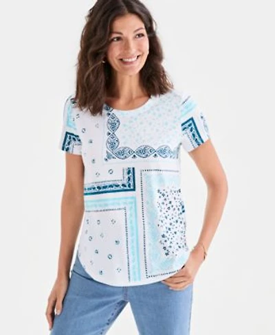Style Co Womens Printed Short Sleeve Crewneck T Shirt Macys Exclusive
