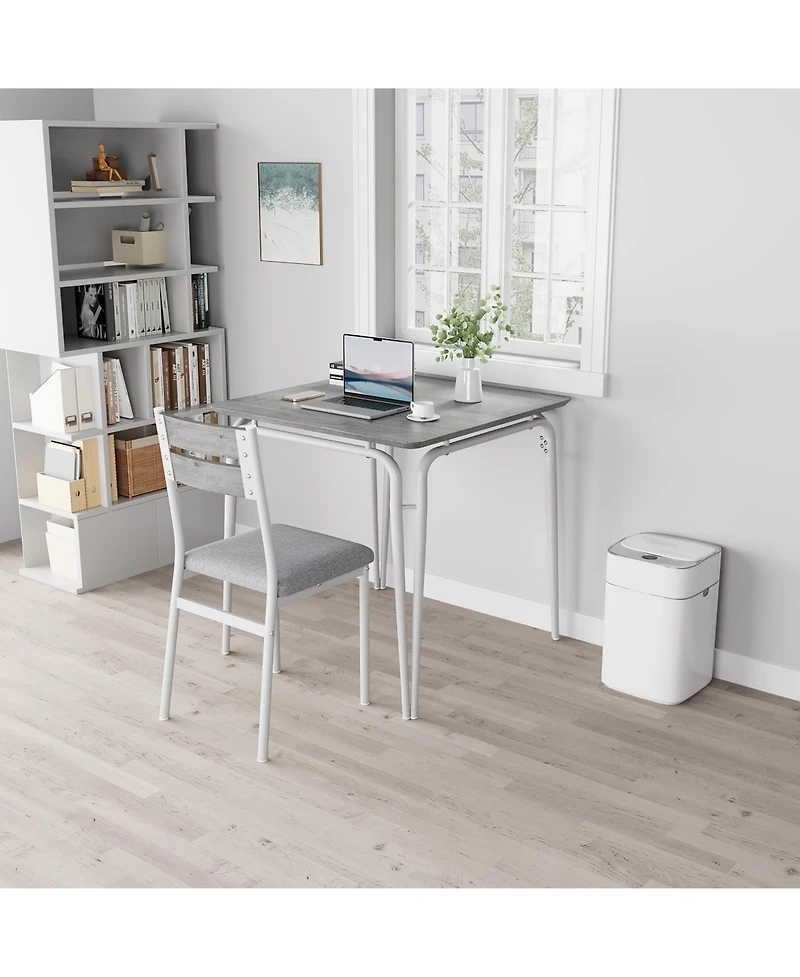 gaomon 3-Piece Dining Table for 2, Space-Saving Square Kitchen Table Set with Steel Frame, Apartment or Small Space