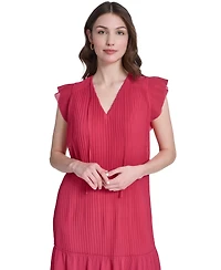 Vince Camuto Women's Flutter Sleeve V-Neck Mini Dress