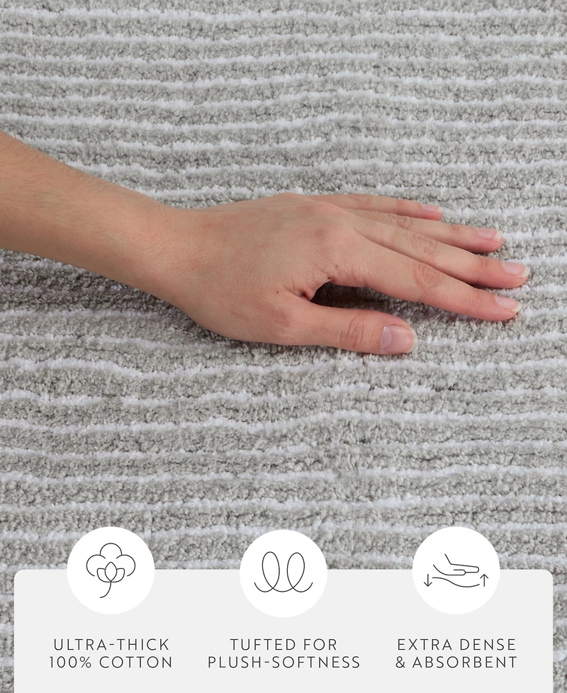 ienjoy Home Pinstripe Cotton Bath Mat, 34" x 21"