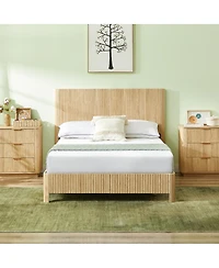 Streamdale Furniture Wooden corrugated curved lines, No Box Spring Needed