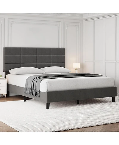 gaomon Queen Linen Upholstered Platform Bed, Adjustable Headboard, Noise-Free Mattress Foundation, Strong Slats, No Box Spring