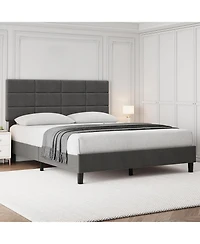 gaomon Queen Linen Upholstered Platform Bed, Adjustable Headboard, Noise-Free Mattress Foundation, Strong Slats, No Box Spring