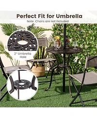 Clihome 24" Round Cast Aluminum Patio Bistro Table with 2" Umbrella Hole